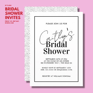 Invitation à la douche nuptiale noire et blanche
