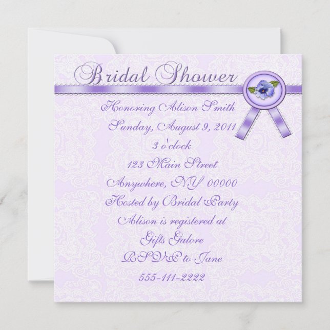 Invitation à la douche nuptiale Pansies (Devant)