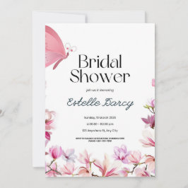 Invitation à la douche nuptiale Papillons et fleur