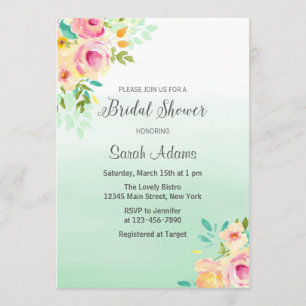 Invitation à la douche nuptiale Peach et Mint