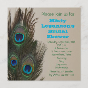 Invitation à la douche nuptiale Peacock Feather
