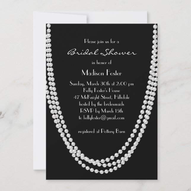 Invitation à la douche nuptiale Pearl des années 1 (Devant)