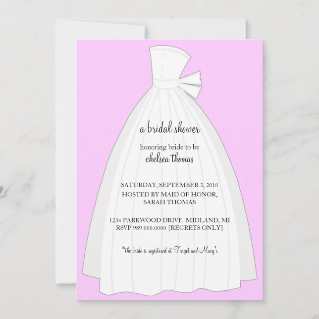 Invitation à la douche nuptiale {Pink clair} (Devant)