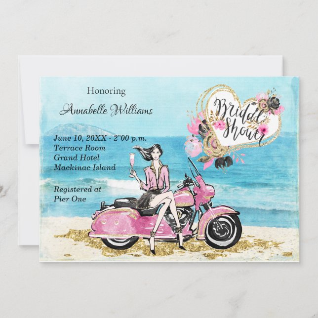 Invitation à la douche nuptiale pour moto (Devant)