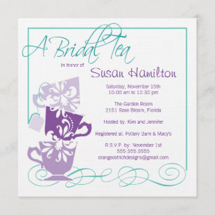 Invitation à la douche nuptiale pourpre et turquoi
