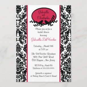 Invitation à la douche nuptiale Red Damask