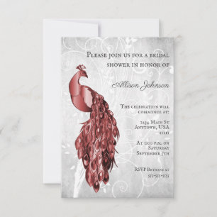 Invitation à la douche nuptiale Red Peacock