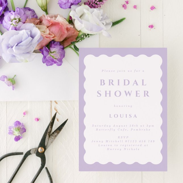 Invitation à la douche nuptiale Retro Lilac Wavy (Créateur téléchargé)