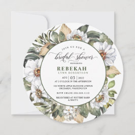 Invitation à la douche nuptiale ronde blanche