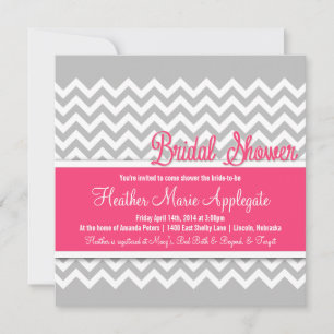 Invitation à la douche nuptiale rose Chevron