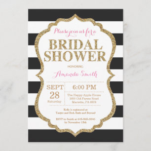 Invitation à la douche nuptiale rose et or noir