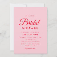 invitation à la douche nuptiale rose et rouge