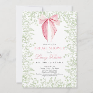 Invitation à la douche nuptiale rose et vert