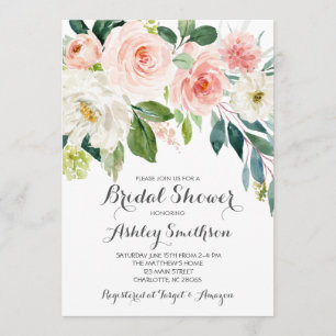 invitation à la douche nuptiale rose, fleurs roses