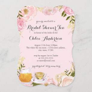 Invitation à la douche nuptiale rose florale