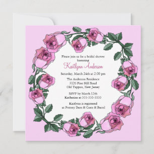 Invitation à la douche nuptiale rose rose