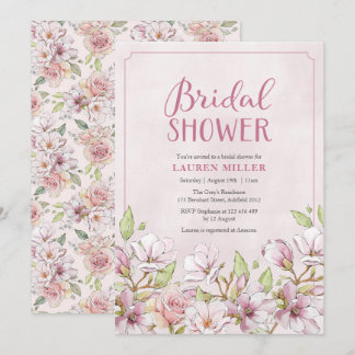 Invitation à la douche nuptiale rose traditionnel