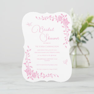 Invitation à la douche nuptiale rose Vintage