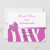 Invitation à la douche nuptiale rose Zebra