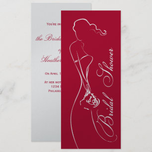 Invitation à la douche nuptiale rouge profonde de 