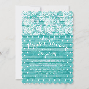 Invitation à la douche nuptiale Rustic Blue Lace