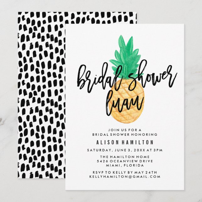 Invitation à la douche nuptiale Tropical Luau (Devant / Derrière)