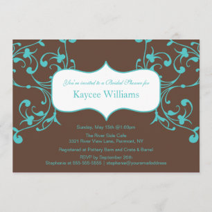 Invitation à la douche nuptiale turquoise