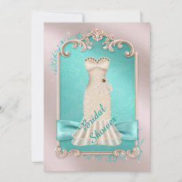 Invitation à la douche nuptiale turquoise Gold et 