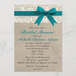 Invitation à la douche nuptiale Turquoise Lace Bur
