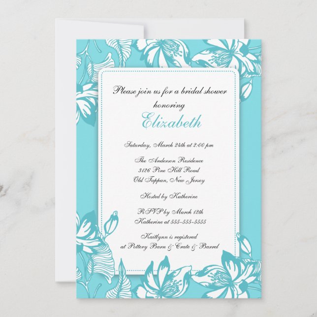Invitation à la douche nuptiale turquoise tendance (Devant)
