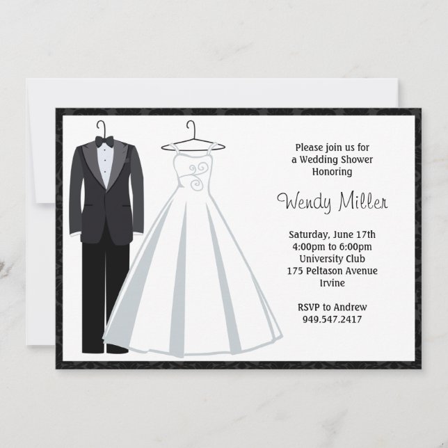 Invitation à la douche nuptiale - Tux et robe Mari (Devant)