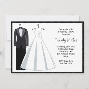 Invitation à la douche nuptiale - Tux et robe Mari