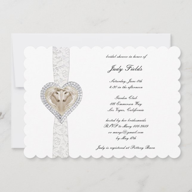 Invitation À La Douche Nuptiale Unicorne Et Dentel (Devant)