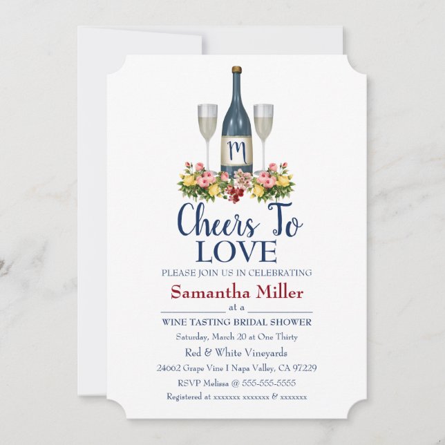 Invitation À La Douche Nuptiale Vin Ou Vin (Devant)