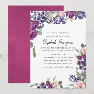 Invitation à la douche nuptiale violette et prune