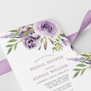 Invitation à la douche nuptiale violette Rose