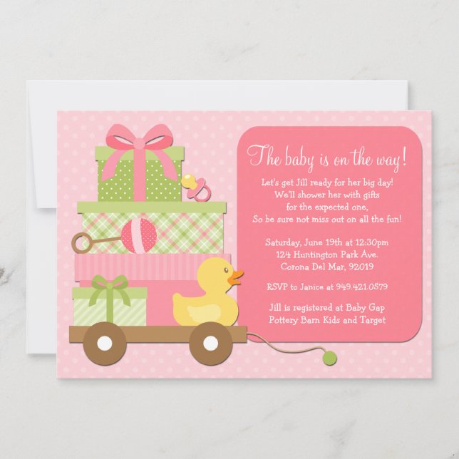 Invitation à la douche pour bébé de canard (Devant)