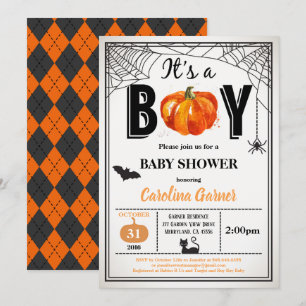 Invitation à la douche pour bébé d'Halloween. C'es