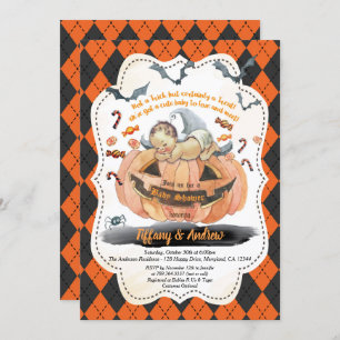 Invitation à la douche pour bébé d'Halloween. Garç