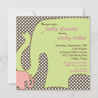 Invitation à la douche pour bébé éléphant doux