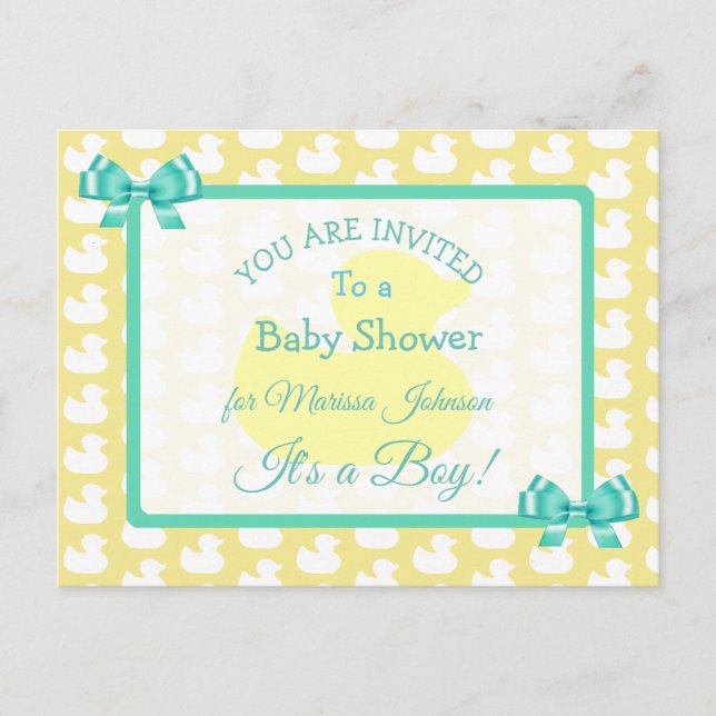Invitation à la douche pour bébé en caoutchouc jau (Devant)