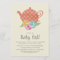 Invitation à la douche pour bébé en théière Vintag