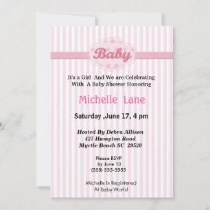 Invitation à la douche pour bébé fille