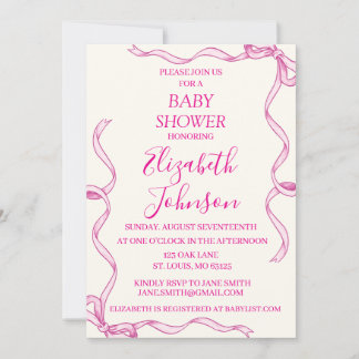 Invitation à la douche pour bébé fille