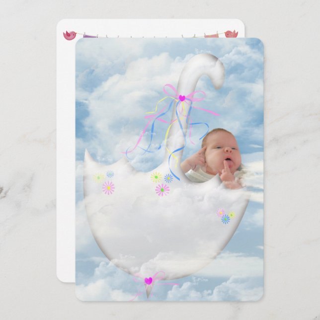 Invitation à la douche pour bébé fille (Devant / Derrière)