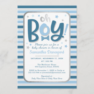 Invitation à la douche pour bébé garçon Bleues