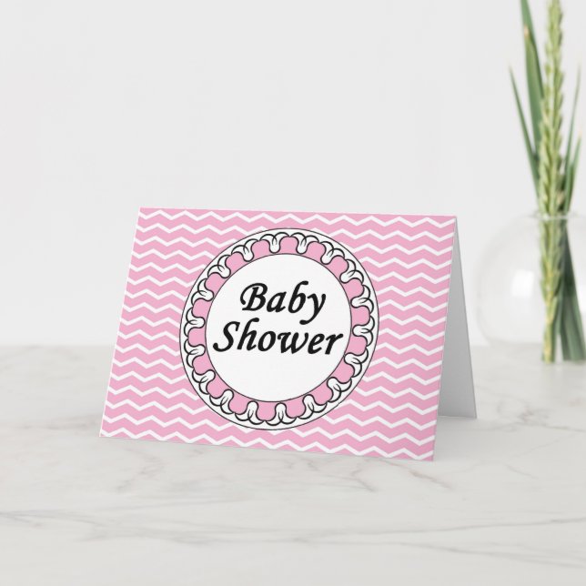 Invitation à la douche pour bébé rose (Devant)