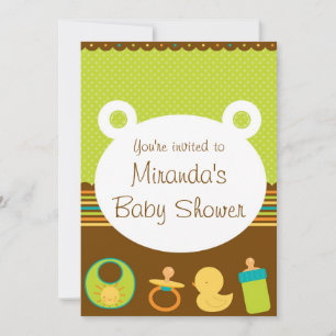 Invitation à la douche pour bébés à l'ours en pelu