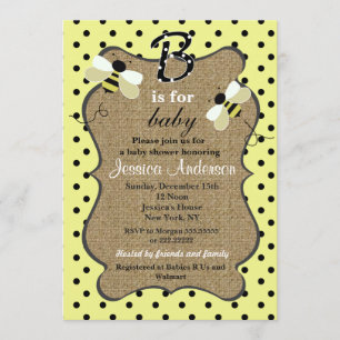 Invitation à la douche pour bébés Bumble Bee