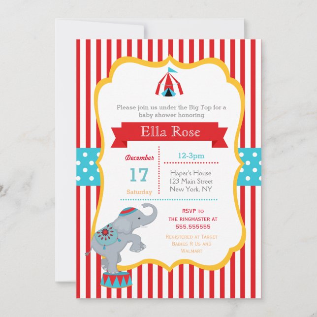 Invitation à la douche pour bébés du Carnaval de c (Devant)